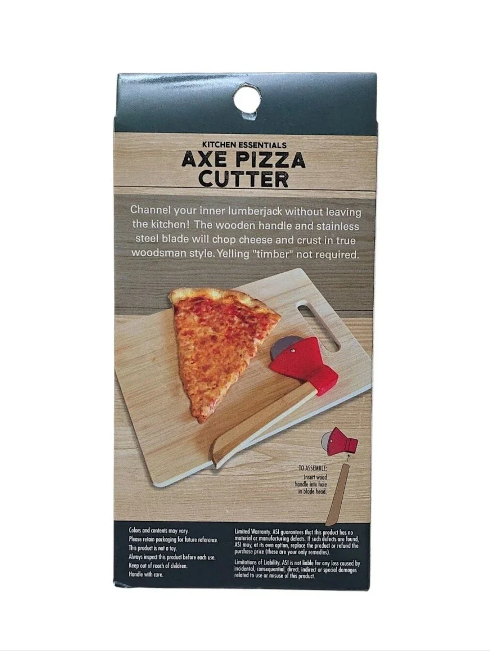 NEW Axe Pizza Cutter Stainless Steel Blade Wooden Handle Lumberjack Novelty Gift